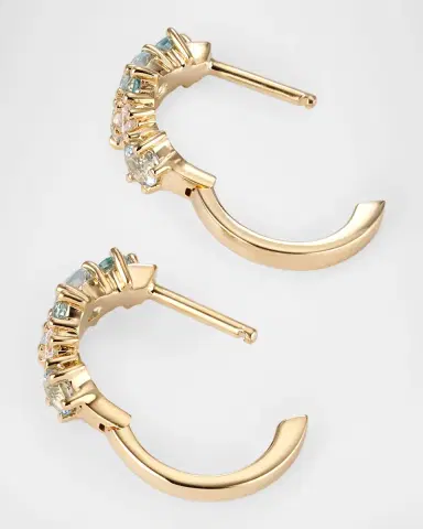 Sydney Evan 14K Gold Diamond and Aquamarine Cocktail Huggie Earrings | Thumbnail 7 Sydney Evan 14K Gold Diamond and Aquamarine Cocktail Huggie Earrings | Thumbnail 7