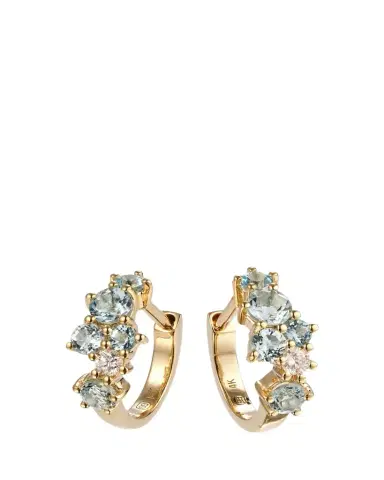 Sydney Evan 14K Gold Diamond and Aquamarine Cocktail Huggie Earrings | Thumbnail 1 Sydney Evan 14K Gold Diamond and Aquamarine Cocktail Huggie Earrings | Thumbnail 1