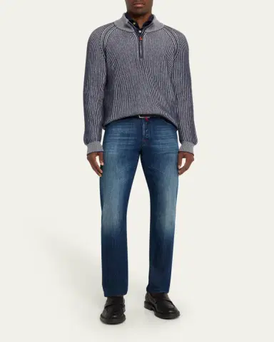 Kiton Men's Cashmere Vanise Half-Zip Sweater | Thumbnail 2 Kiton Men's Cashmere Vanise Half-Zip Sweater | Thumbnail 2