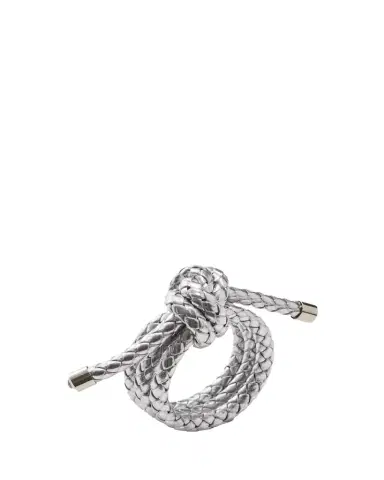 Kim Seybert Rope Knot Silver Faux Leather Napkin Ring | Thumbnail 1 Kim Seybert Rope Knot Silver Faux Leather Napkin Ring | Thumbnail 1