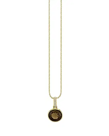 Sydney Evan 14K Gold Smokey Topaz Icon Solitaire with Diamond Bail Necklace | Thumbnail 1 Sydney Evan 14K Gold Smokey Topaz Icon Solitaire with Diamond Bail Necklace | Thumbnail 1