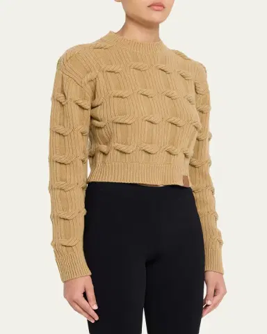 Stella McCartney Cable Knit Crop Crewneck Sweater | Thumbnail 4 Stella McCartney Cable Knit Crop Crewneck Sweater | Thumbnail 4