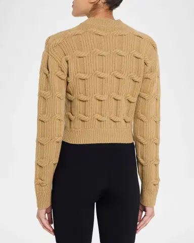 Stella McCartney Cable Knit Crop Crewneck Sweater | Thumbnail 7 Stella McCartney Cable Knit Crop Crewneck Sweater | Thumbnail 7