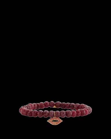 Sydney Evan 14K Small Ruby Lips on Red Corundum Stretch Bracelet | Thumbnail 2 Sydney Evan 14K Small Ruby Lips on Red Corundum Stretch Bracelet | Thumbnail 2