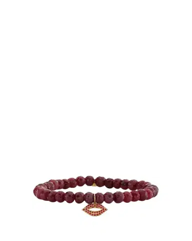 Sydney Evan 14K Small Ruby Lips on Red Corundum Stretch Bracelet | Thumbnail 1 Sydney Evan 14K Small Ruby Lips on Red Corundum Stretch Bracelet | Thumbnail 1