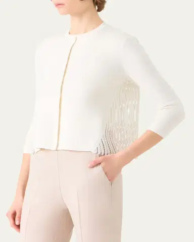 Akris Wave Guipure Silk Knit Crewneck Cardigan | Thumbnail 4 Akris Wave Guipure Silk Knit Crewneck Cardigan | Thumbnail 4