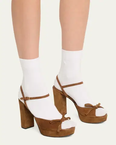 Miu Miu 110mm Calzature Suede Platform Sandals | Thumbnail 2 Miu Miu 110mm Calzature Suede Platform Sandals | Thumbnail 2