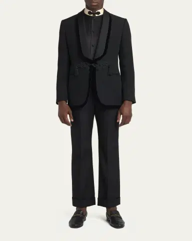 Valentino Garavani Men's Grain de Poudre Toggle-Front Dinner Jacket | Thumbnail 2 Valentino Garavani Men's Grain de Poudre Toggle-Front Dinner Jacket | Thumbnail 2