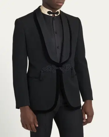 Valentino Garavani Men's Grain de Poudre Toggle-Front Dinner Jacket | Thumbnail 4 Valentino Garavani Men's Grain de Poudre Toggle-Front Dinner Jacket | Thumbnail 4