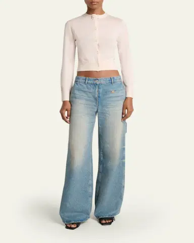 Courrèges Buckle Crewneck Merino Wool Crop Cardigan | Thumbnail 2 Courrèges Buckle Crewneck Merino Wool Crop Cardigan | Thumbnail 2
