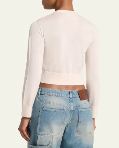 Courrèges Buckle Crewneck Merino Wool Crop Cardigan | Thumbnail 3 Courrèges Buckle Crewneck Merino Wool Crop Cardigan | Thumbnail 3
