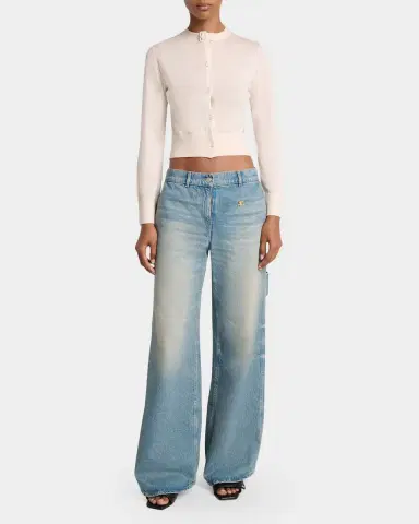 Courrèges Buckle Crewneck Merino Wool Crop Cardigan | Thumbnail 6 Courrèges Buckle Crewneck Merino Wool Crop Cardigan | Thumbnail 6