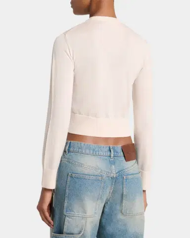 Courrèges Buckle Crewneck Merino Wool Crop Cardigan | Thumbnail 7 Courrèges Buckle Crewneck Merino Wool Crop Cardigan | Thumbnail 7