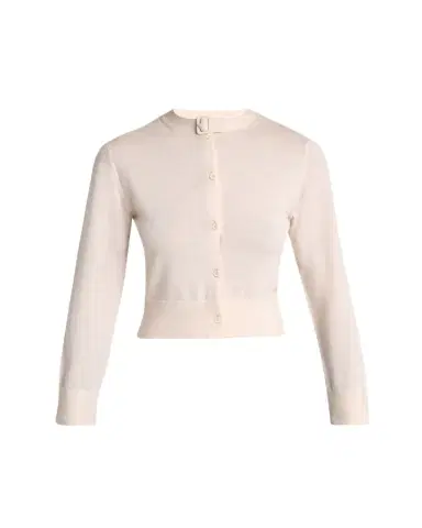 Courrèges Buckle Crewneck Merino Wool Crop Cardigan | Thumbnail 1 Courrèges Buckle Crewneck Merino Wool Crop Cardigan | Thumbnail 1