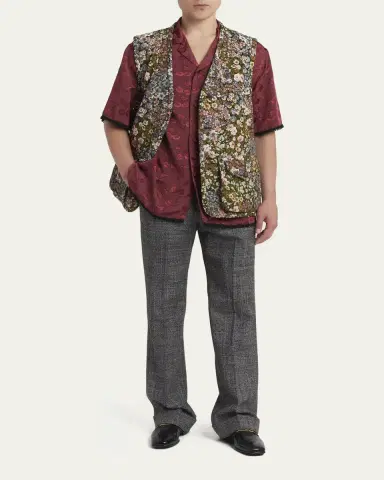 Valentino Garavani Men's Viscose Cherryfic Jacquard Bowling Shirt | Thumbnail 2 Valentino Garavani Men's Viscose Cherryfic Jacquard Bowling Shirt | Thumbnail 2