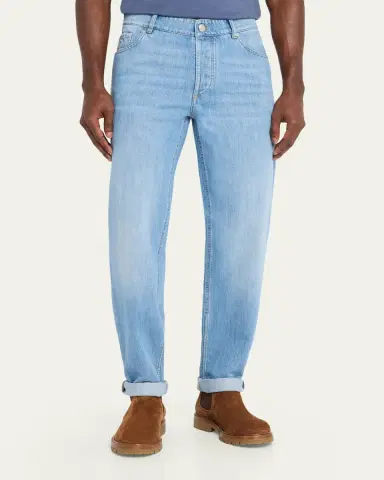 Brunello Cucinelli Men's Traditional Cuffed Jeans | Thumbnail 4 Brunello Cucinelli Men's Traditional Cuffed Jeans | Thumbnail 4