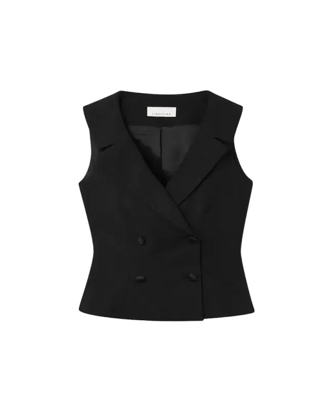 Blair Double-Breasted Sleeveless Blazer Top Blair Double-Breasted Sleeveless Blazer Top