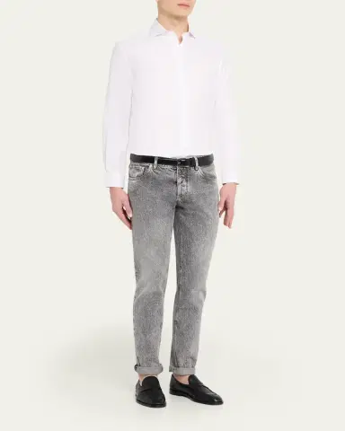 Brunello Cucinelli en's Solid Cotton Classic Fit Button-Down Shirt | Thumbnail 2 Brunello Cucinelli en's Solid Cotton Classic Fit Button-Down Shirt | Thumbnail 2