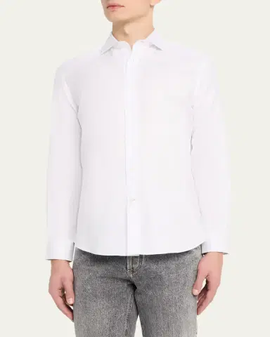 Brunello Cucinelli en's Solid Cotton Classic Fit Button-Down Shirt | Thumbnail 4 Brunello Cucinelli en's Solid Cotton Classic Fit Button-Down Shirt | Thumbnail 4