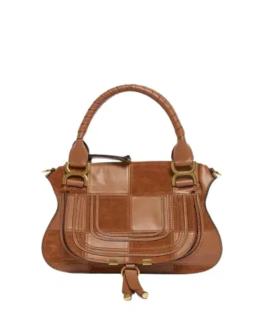 Chloé Marcie Medium Saddle Shoulder Bag in Patchwork Leather | Thumbnail 1 Chloé Marcie Medium Saddle Shoulder Bag in Patchwork Leather | Thumbnail 1