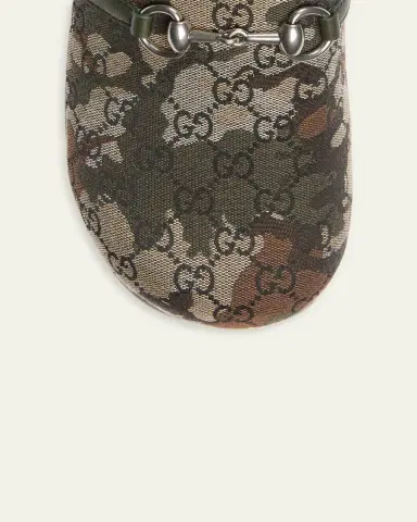 Gucci Men's Rhein Camouflage GG Canvas and Leather Mules | Thumbnail 3 Gucci Men's Rhein Camouflage GG Canvas and Leather Mules | Thumbnail 3