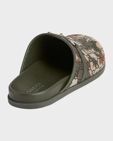 Gucci Men's Rhein Camouflage GG Canvas and Leather Mules | Thumbnail 4 Gucci Men's Rhein Camouflage GG Canvas and Leather Mules | Thumbnail 4