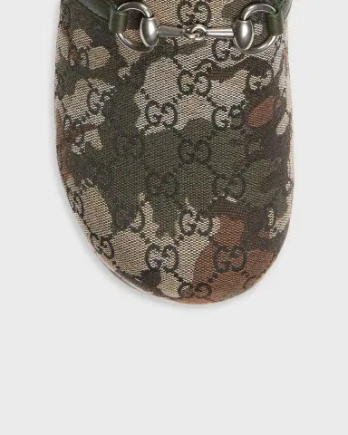 Gucci Men's Rhein Camouflage GG Canvas and Leather Mules | Thumbnail 5 Gucci Men's Rhein Camouflage GG Canvas and Leather Mules | Thumbnail 5