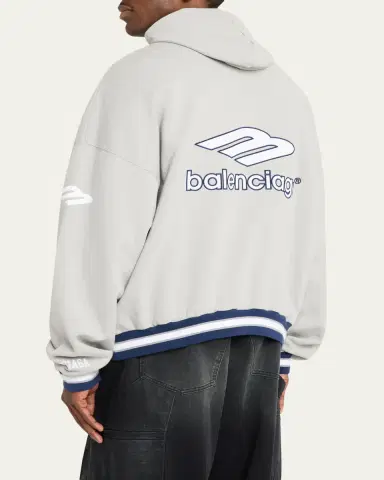 Balenciaga Men's 3B Football Fleece Polo Hoodie | Thumbnail 3 Balenciaga Men's 3B Football Fleece Polo Hoodie | Thumbnail 3