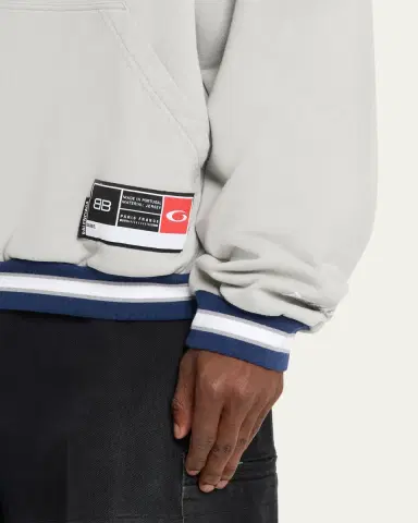 Balenciaga Men's 3B Football Fleece Polo Hoodie | Thumbnail 5 Balenciaga Men's 3B Football Fleece Polo Hoodie | Thumbnail 5