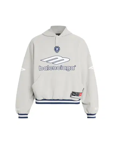 Balenciaga Men's 3B Football Fleece Polo Hoodie | Thumbnail 1 Balenciaga Men's 3B Football Fleece Polo Hoodie | Thumbnail 1