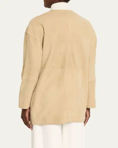 Loulou de Saison Waren Suede Collarless Jacket | Thumbnail 3 Loulou de Saison Waren Suede Collarless Jacket | Thumbnail 3