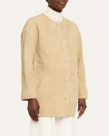Loulou de Saison Waren Suede Collarless Jacket | Thumbnail 4 Loulou de Saison Waren Suede Collarless Jacket | Thumbnail 4