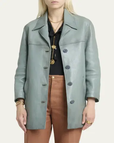 Chloé Shiny Leather Single-Breasted Coat | Thumbnail 4 Chloé Shiny Leather Single-Breasted Coat | Thumbnail 4