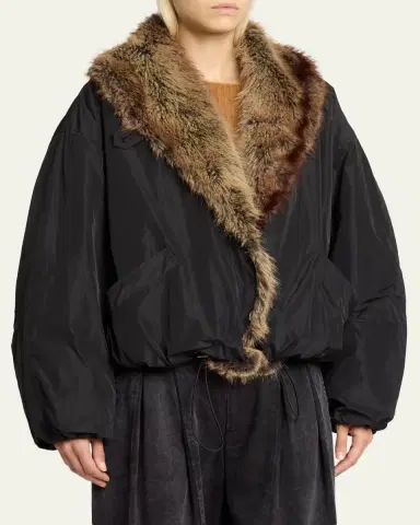Isabel Marant Charone Short Parka with Faux Fur Lining | Thumbnail 4 Isabel Marant Charone Short Parka with Faux Fur Lining | Thumbnail 4