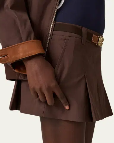 Miu Miu Panama Cotton Mini Pleated Skirt | Thumbnail 4 Miu Miu Panama Cotton Mini Pleated Skirt | Thumbnail 4