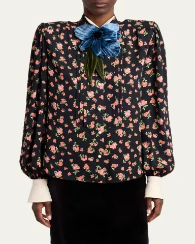 Valentino Garavani Embellished Floral-Print Shirt | Thumbnail 4 Valentino Garavani Embellished Floral-Print Shirt | Thumbnail 4