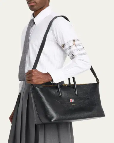 Thom Browne Men's Soft Pebble Grain Medium Duffle Bag | Thumbnail 2 Thom Browne Men's Soft Pebble Grain Medium Duffle Bag | Thumbnail 2