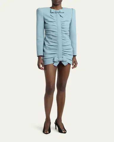 Valentino Garavani Ruched Bow-Embellished Bodycon Mini Dress | Thumbnail 2 Valentino Garavani Ruched Bow-Embellished Bodycon Mini Dress | Thumbnail 2