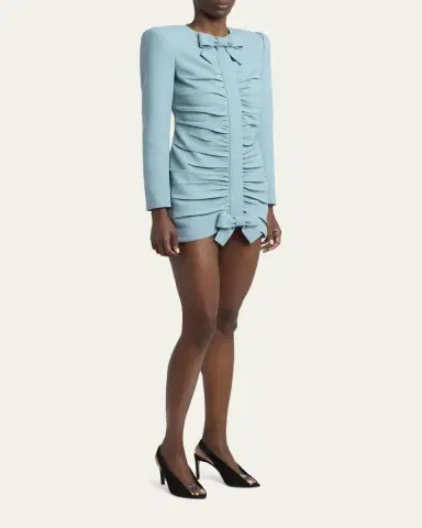 Valentino Garavani Ruched Bow-Embellished Bodycon Mini Dress | Thumbnail 4 Valentino Garavani Ruched Bow-Embellished Bodycon Mini Dress | Thumbnail 4