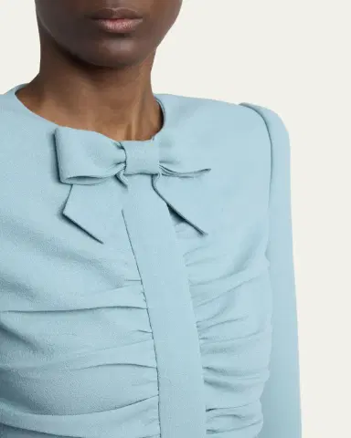 Valentino Garavani Ruched Bow-Embellished Bodycon Mini Dress | Thumbnail 5 Valentino Garavani Ruched Bow-Embellished Bodycon Mini Dress | Thumbnail 5