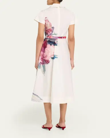 Rickie Freeman for Teri Jon Cotton Floral Short-Sleeve Shirtwaist Dress | Thumbnail 3 Rickie Freeman for Teri Jon Cotton Floral Short-Sleeve Shirtwaist Dress | Thumbnail 3