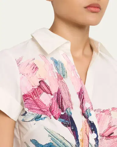 Rickie Freeman for Teri Jon Cotton Floral Short-Sleeve Shirtwaist Dress | Thumbnail 5 Rickie Freeman for Teri Jon Cotton Floral Short-Sleeve Shirtwaist Dress | Thumbnail 5