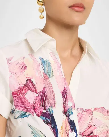 Rickie Freeman for Teri Jon Cotton Floral Short-Sleeve Shirtwaist Dress | Thumbnail 9 Rickie Freeman for Teri Jon Cotton Floral Short-Sleeve Shirtwaist Dress | Thumbnail 9