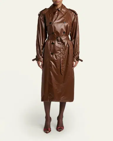 Saint Laurent Weather-Repellant Double-Breasted Trench Coat | Thumbnail 2 Saint Laurent Weather-Repellant Double-Breasted Trench Coat | Thumbnail 2
