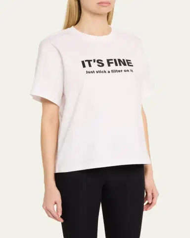 Victoria Beckham It's Fine Slogan Short-Sleeve T-Shirt | Thumbnail 4 Victoria Beckham It's Fine Slogan Short-Sleeve T-Shirt | Thumbnail 4