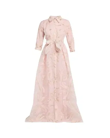 Rickie Freeman for Teri Jon Metallic Organza Jacquard Shirt Gown | Thumbnail 1 Rickie Freeman for Teri Jon Metallic Organza Jacquard Shirt Gown | Thumbnail 1
