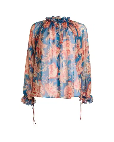 Etro Ruffled Button-Front Silk Blouse | Thumbnail 1 Etro Ruffled Button-Front Silk Blouse | Thumbnail 1