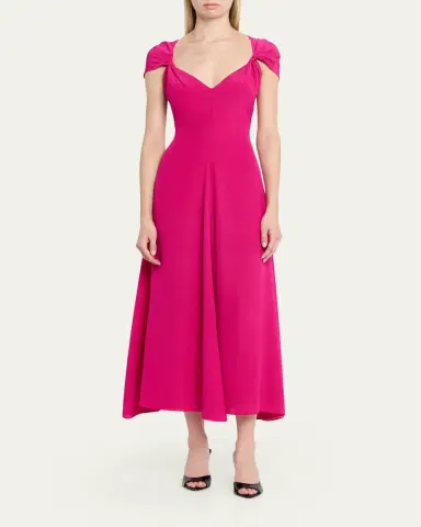 Prabal Gurung Twisted Cap-Sleeve A-Line Midi Dress | Thumbnail 2 Prabal Gurung Twisted Cap-Sleeve A-Line Midi Dress | Thumbnail 2
