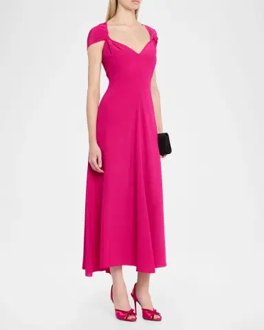 Prabal Gurung Twisted Cap-Sleeve A-Line Midi Dress | Thumbnail 8 Prabal Gurung Twisted Cap-Sleeve A-Line Midi Dress | Thumbnail 8