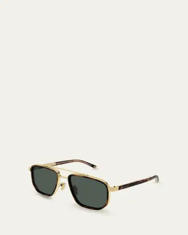Gucci Men's GG2073S Double-Bridge Metal and Bio-Nylon Aviator Sunglasses | Thumbnail 2 Gucci Men's GG2073S Double-Bridge Metal and Bio-Nylon Aviator Sunglasses | Thumbnail 2